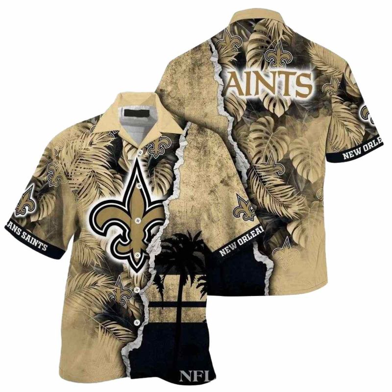 New Orleans Saints Logo Lover Palm Leaves Hawaiian Shirt 1