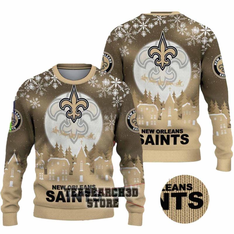 New Orleans Saints Logo Snowflake Design Ugly Sweater 1