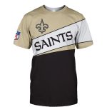 New Orleans Saints Logo White Black And Gold AOP T Shirt