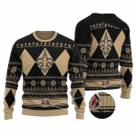 New Orleans Saints Logo Xmas Black Golden Red Medal Ugly Sweater