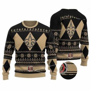 New Orleans Saints Logo Xmas Black Golden Red Medal Ugly Sweater