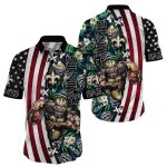 New Orleans Saints Mascot Tropical And Flag Hawaiian Shirt