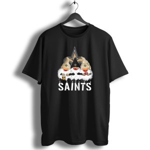 New Orleans Saints Merry Christmas Happy Holidays Gnomes Fleur De Lis T Shirt