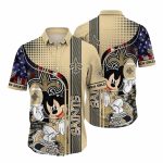 New Orleans Saints Mickey Football American Flag Style Hawaiian Shirt