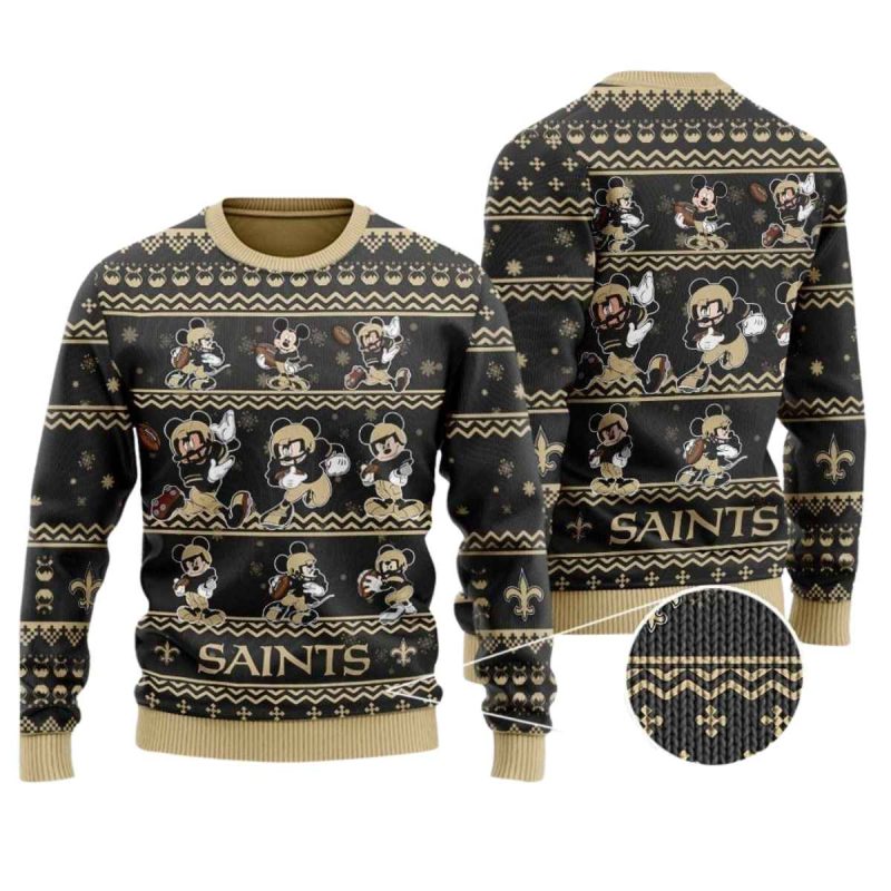 New Orleans Saints Mickey Mouse Player Ugly Sweater 1