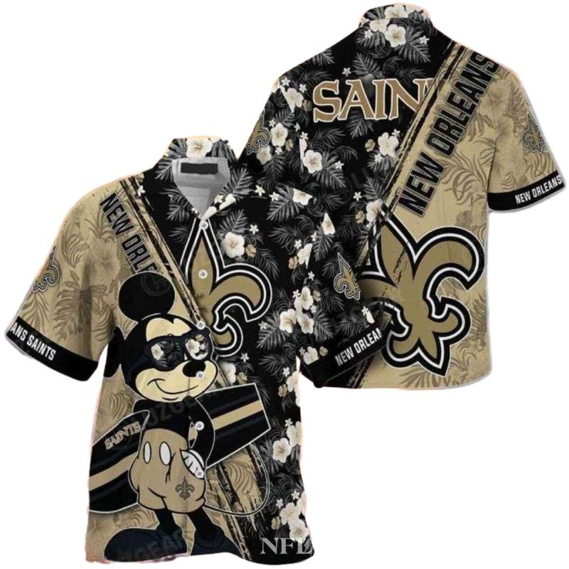 New Orleans Saints Mickey Surfboard Hawaiian Shirt 1