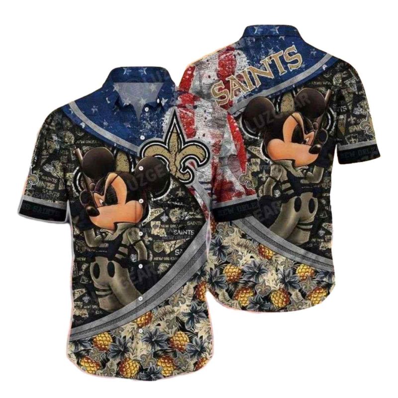 New Orleans Saints Mickeys Cool Graphics Hawaiian Shirt 1