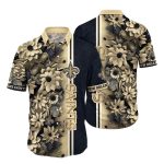 New Orleans Saints Monochromatic Floral Hawaiian Shirt Mens