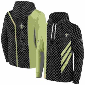 New Orleans Saints Monogram Pattern Gold AOP Hoodie