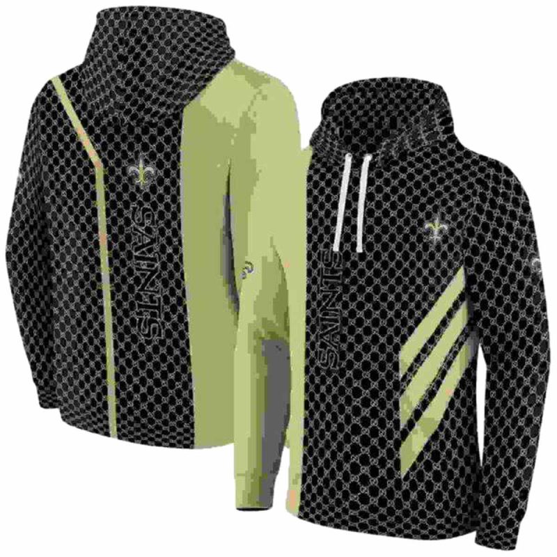 New Orleans Saints Monogram Pattern Gold Aop Hoodie 1