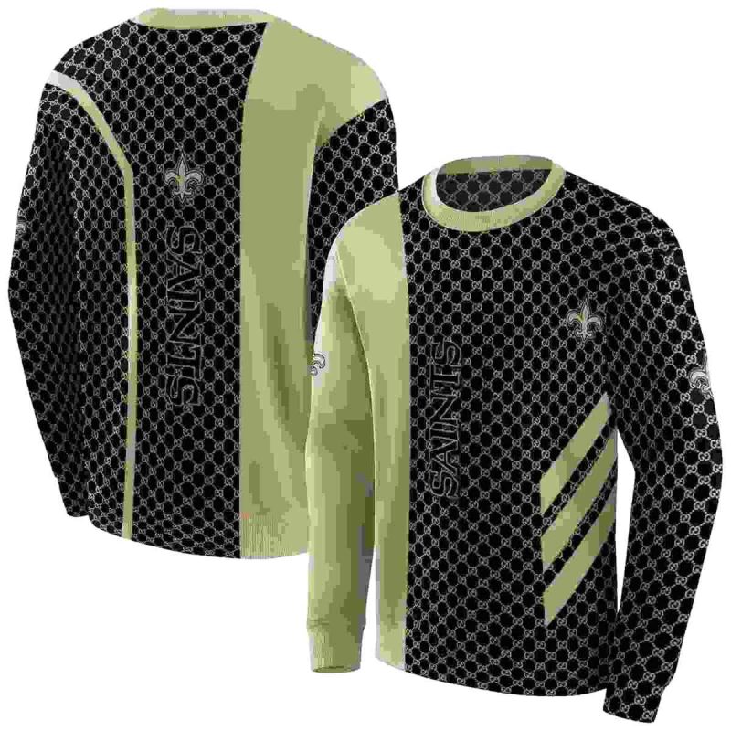 New Orleans Saints Monogram Pattern Gold Aop Sweatshirt 1