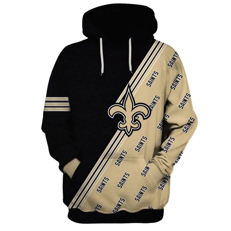 New Orleans Saints Multi Logo Black And Gold Aop Hoodie 1