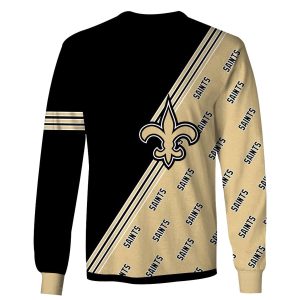 New Orleans Saints Multi Logo Black And Gold AOP Sweatshirt