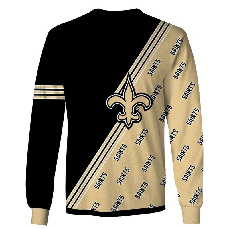 New Orleans Saints Multi Logo Black And Gold Aop Sweatshirt 1