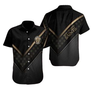 New Orleans Saints Multi Logo Black Hawaiian Shirt