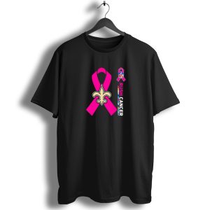 New Orleans Saints Nfl Rush Cancer Awareness Pink Ribbon Fleur De Lis T Shirt