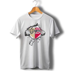 New Orleans Saints Ohio State Buckeyes Logo Tear T Shirt