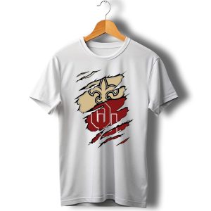 New Orleans Saints Oklahoma Sooners Torn Logo Fusion T Shirt