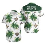 New Orleans Saints Palm Coconut Tree White Hawaiian Shirt