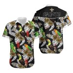 New Orleans Saints Parrot Above Flower Hawaiian Shirt