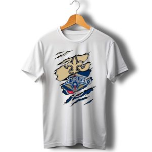 New Orleans Saints Pelicans Fleur De Lis Rip T Shirt
