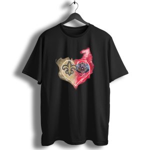 New Orleans Saints Pelicans Heart Logo Fusion T Shirt