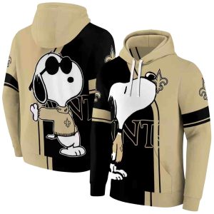 New Orleans Saints Playful Snoopy Gold Black AOP Hoodie