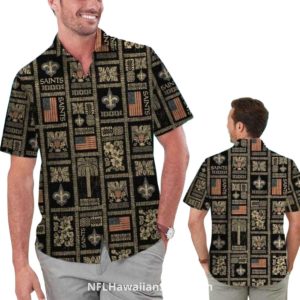 New Orleans Saints Polynesian Tribal Pattern Hawaiian Shirt