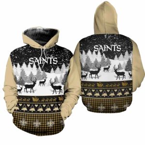New Orleans Saints Reindeer Christmas Pattern AOP Hoodie