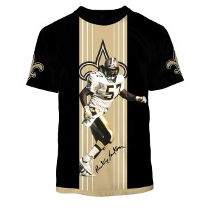 New Orleans Saints Rickey Jackson 57 Jersey With Signature AOP T Shirt