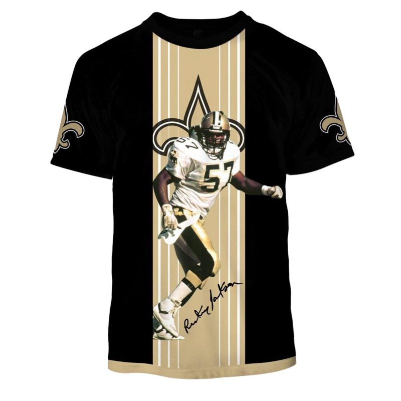 New Orleans Saints Rickey Jackson 57 Jersey With Signature Aop T Shirt 1