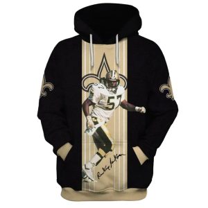 New Orleans Saints Rickey Jackson 57 Signature AOP Hoodie