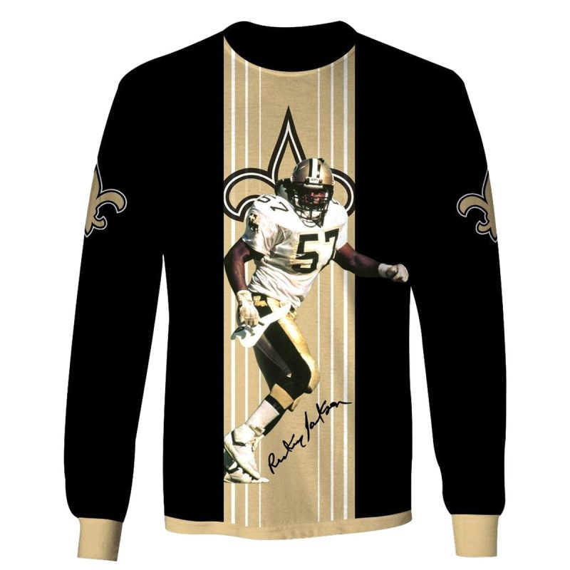 New Orleans Saints Rickey Jackson No 57 Jersey With Signature Aop Sweatshirt 1