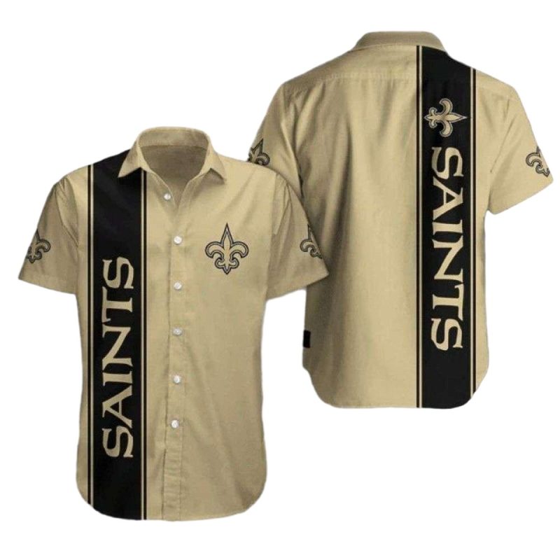 New Orleans Saints Sideline Beige And Black Hawaiian Shirt 1