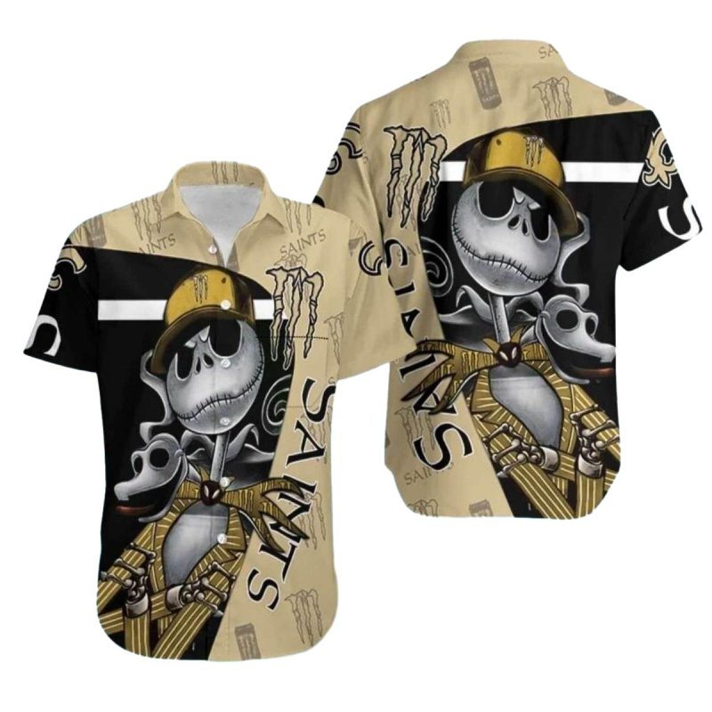 New Orleans Saints Skeleton Monster Energy Hawaiian Shirt 1