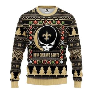 New Orleans Saints Skull Logo Ugly Sweater
