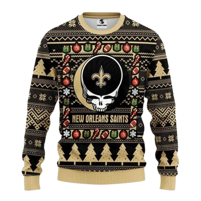 New Orleans Saints Skull Logo Ugly Sweater 1