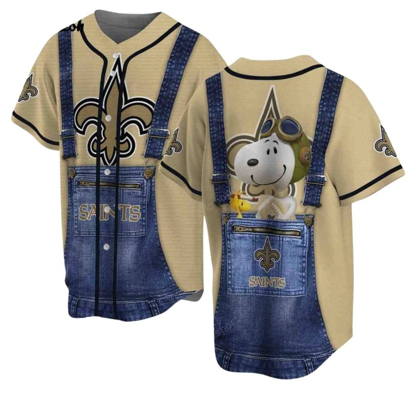 New Orleans Saints Snoopy Cosplay Baseball Jersey 1