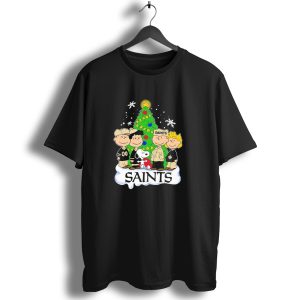 New Orleans Saints Snoopy Merry Christmas Charlie Brown Peanuts Tree T Shirt