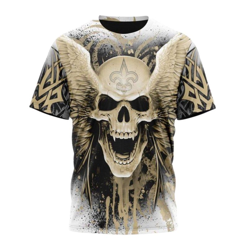 New Orleans Saints Special Kits With Skull Aop T Shirt 1