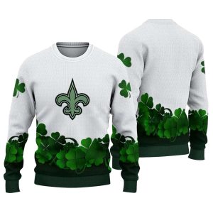 New Orleans Saints St Patrick Day And White AOP Sweatshirt
