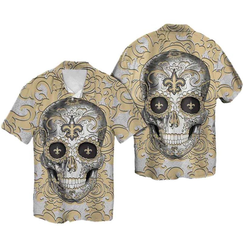 New Orleans Saints Sugar Skull Hawaiian Shirt 1