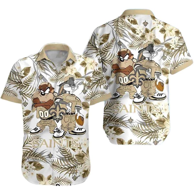 New Orleans Saints Taz And Bugs Tropical Hawaiian Shirt 1