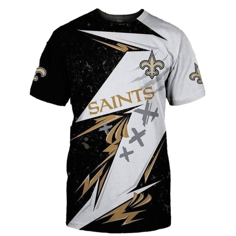 New Orleans Saints Thunder Graphic Gift For Fans Aop T Shirt 1