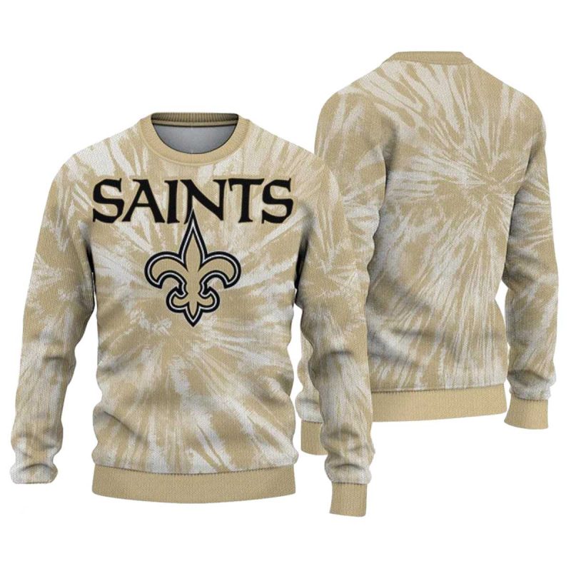 New Orleans Saints Tie Dye Designs Gold Aop Sweatshirt 1