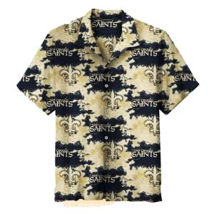 New Orleans Saints Tie Dye Gold And Black Hawaiian Shirt