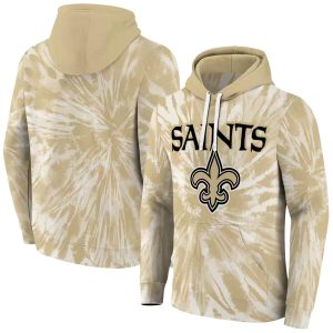 New Orleans Saints Tie Dye Pattern Gold AOP Hoodie