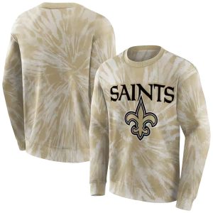 New Orleans Saints Tie Dye Pattern Gold AOP Sweatshirt