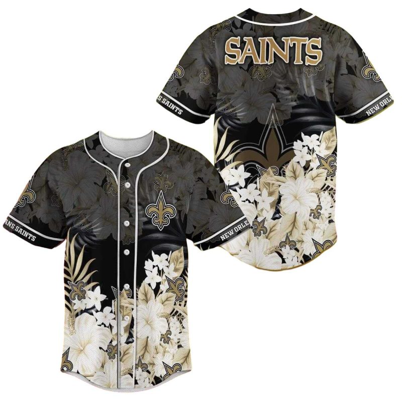 New Orleans Saints Tropical Flower Baseball Jersey 1