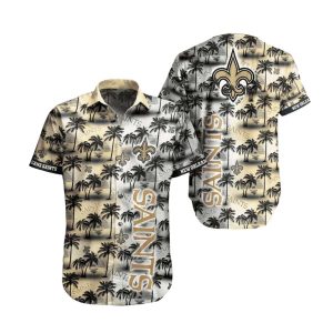 New Orleans Saints Tropical Palm Tree And Sunset Pattern Hawaiian Shirt